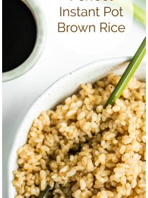 close up of cooked brown rice in a bowl