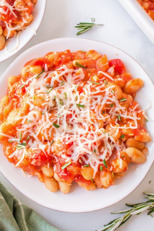 serving of cheesy baked Italian beans
