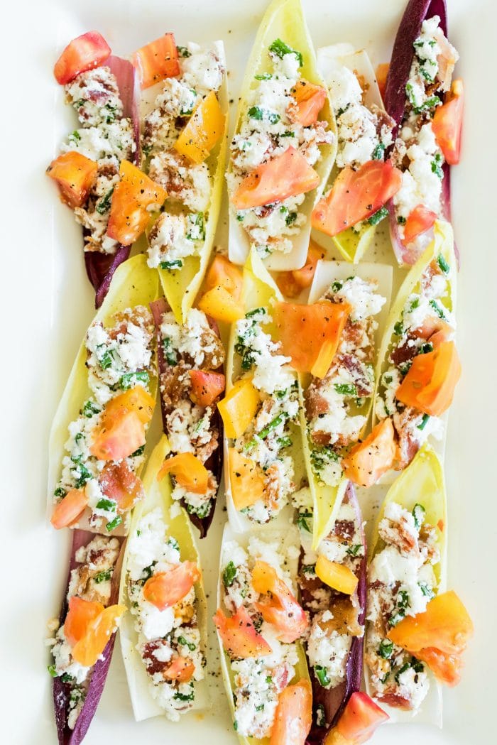 BLT Endive Bites with heirloom tomatoes