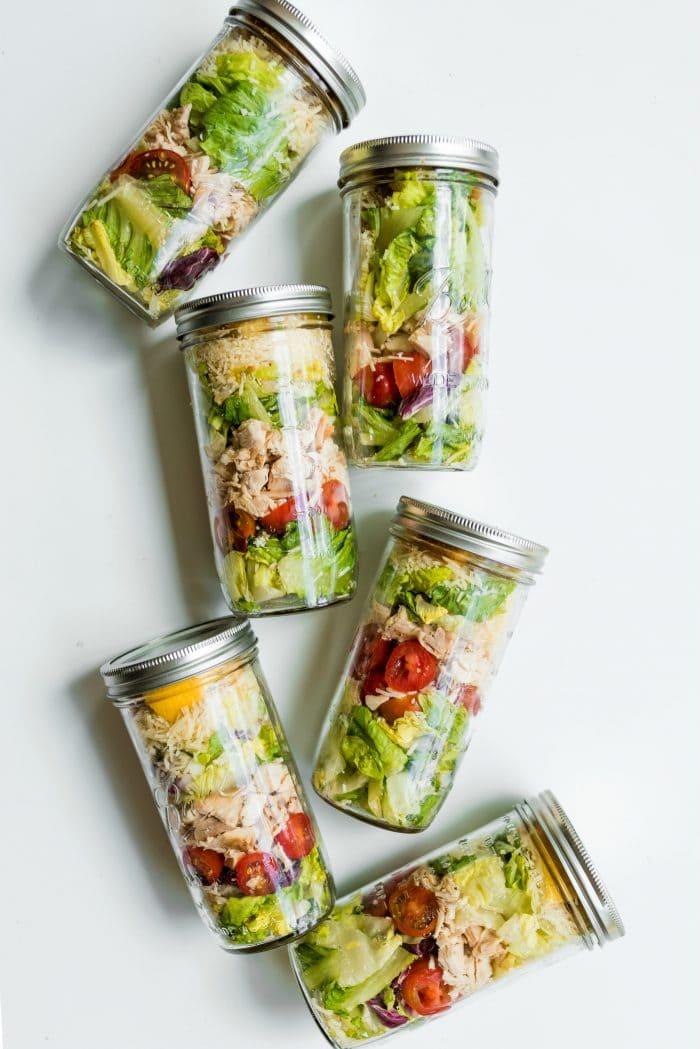 Jars of Caesar Salads