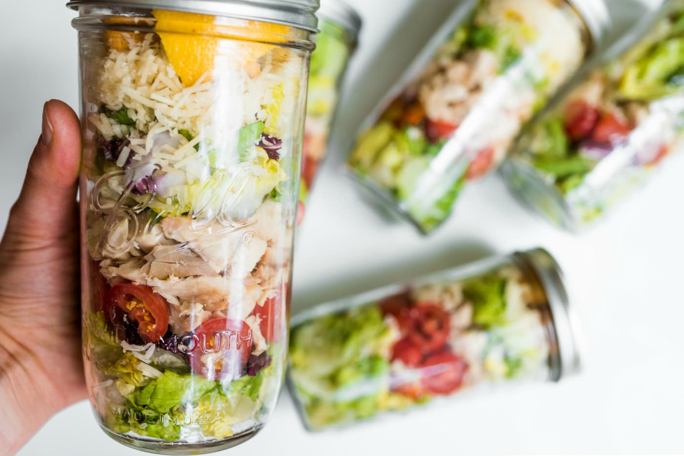 Chicken Caesar Salad in a Jar Board Reluctant Entertainer