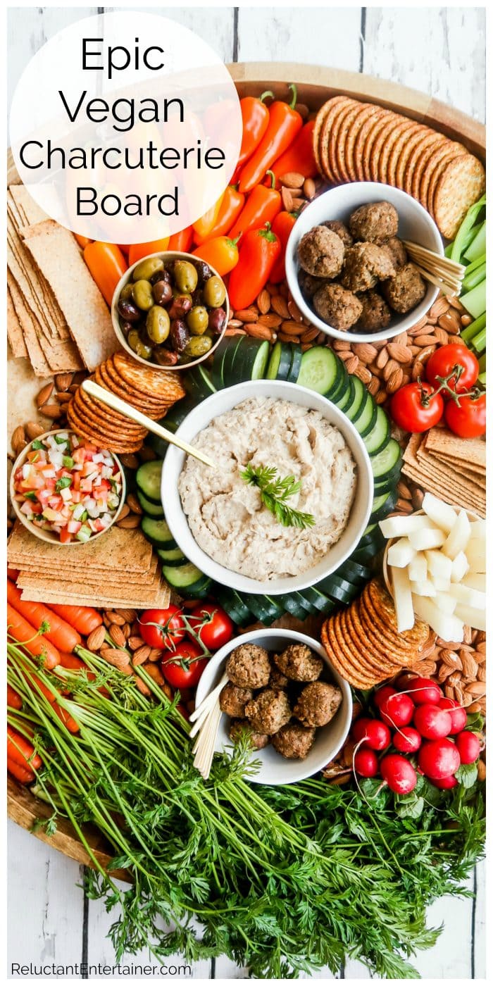 beautiful platter with vegan charcuterie foods