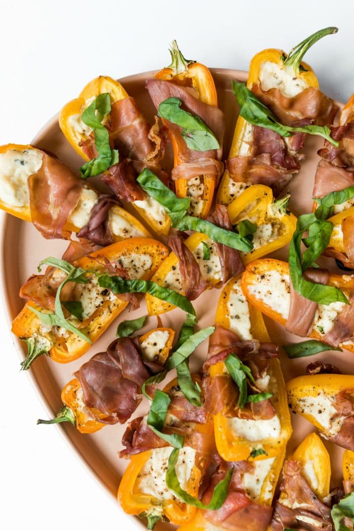 beautiful platter of Prosciutto-Wrapped Mini Peppers