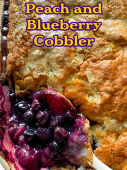 old fashioned blueberry and peach cobbler