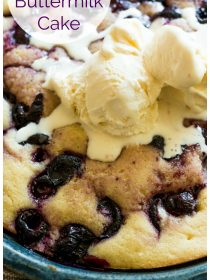 cherry buttermilk cake with ice cream