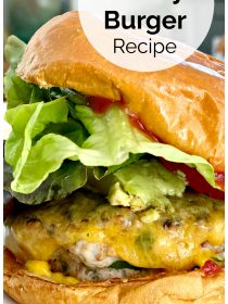 close up Savory Turkey Burger with cheese