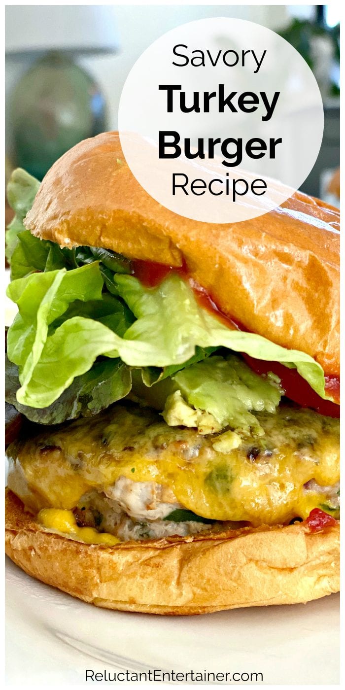 close up Savory Turkey Burger with cheese