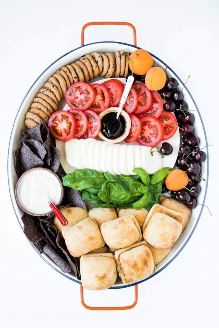 caprese slider sandwiches on a platter