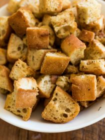 bowl of Homemade Italian Croutons