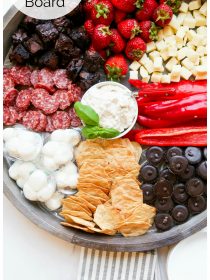 red and white snack board