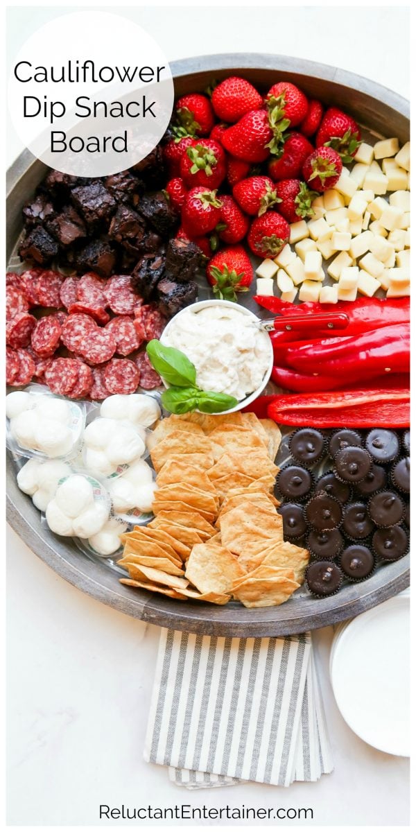 red and white snack board