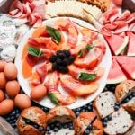 Ham Cheese Brunch Board with cantaloupe in the center