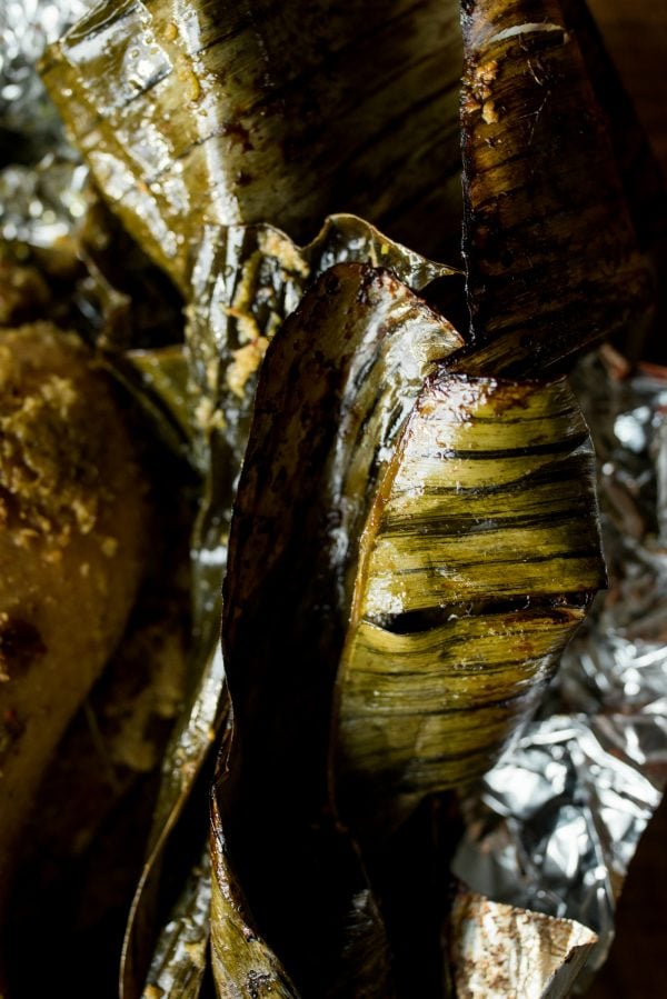 banana leaves with roasted duck