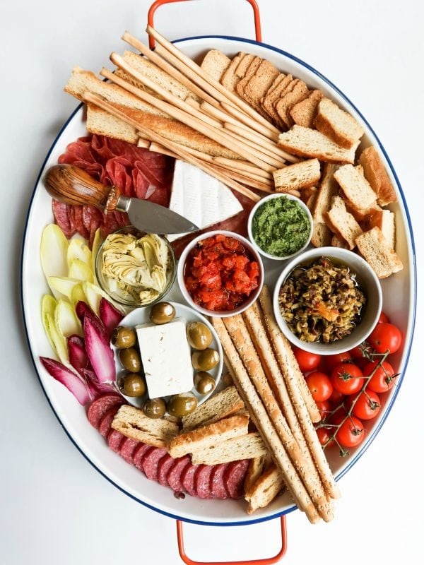 Simple Bruschetta Tray with fresh foods