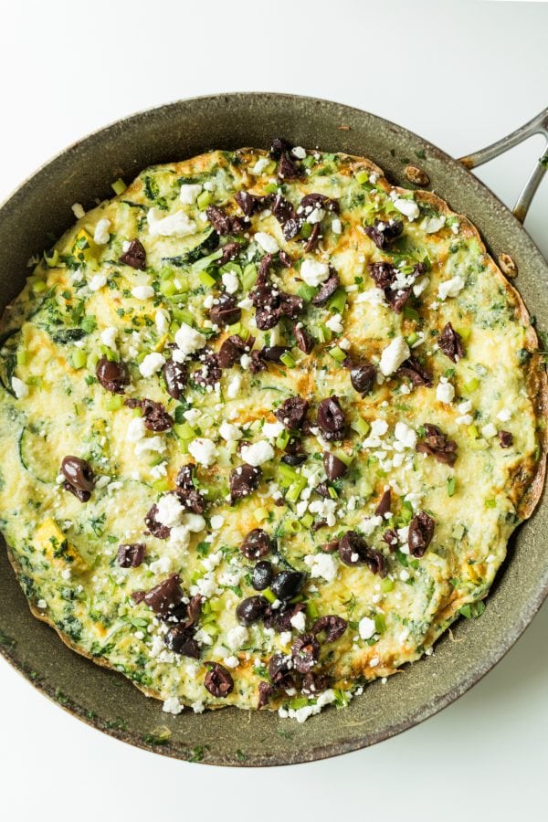 a round Easy Zucchini Frittata in a skillet pan