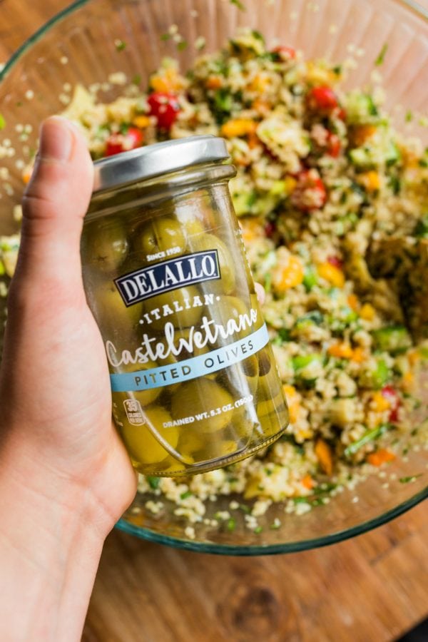 green olives in Herbed Quinoa Veggie Salad