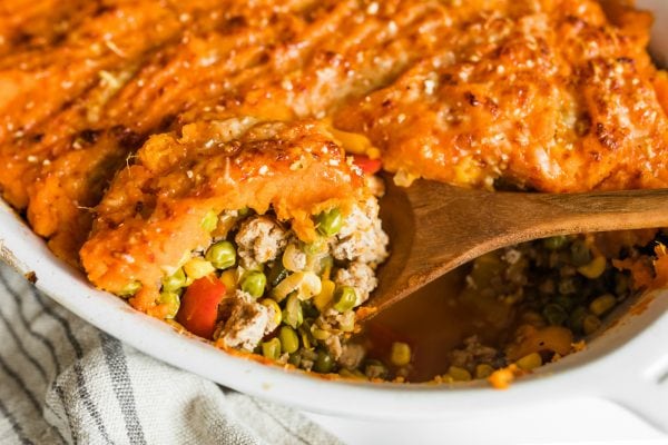 mashed sweet potatoes on Shepherd's Pie