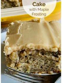 a square piece of Zucchini Banana Cake with Maple Frosting