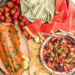 a round salmon taco dinner board