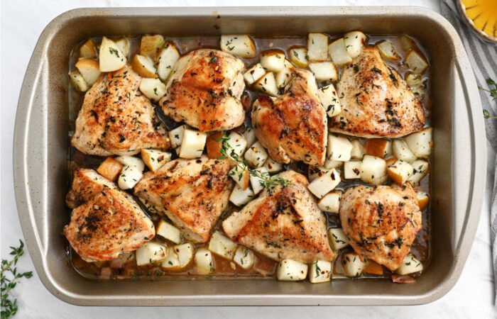 roasted chicken with pears