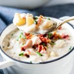 a spoonful of seafood chowder