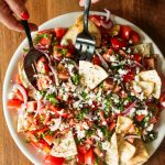 Serving a Mediterranean Tomato Salad with Za’atar Pita Chips