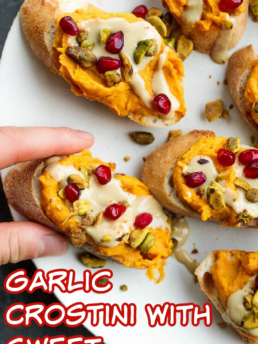 Garlic Crostini with sweet potatoes