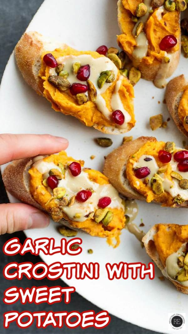 Garlic Crostini with sweet potatoes