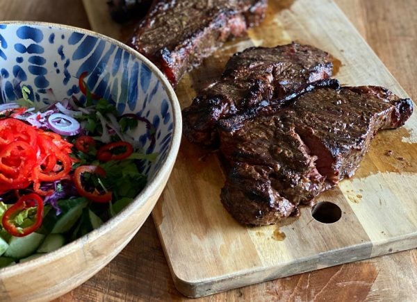 Marinating top strip steak