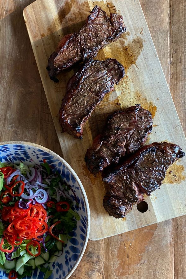 4 New York grilled steaks