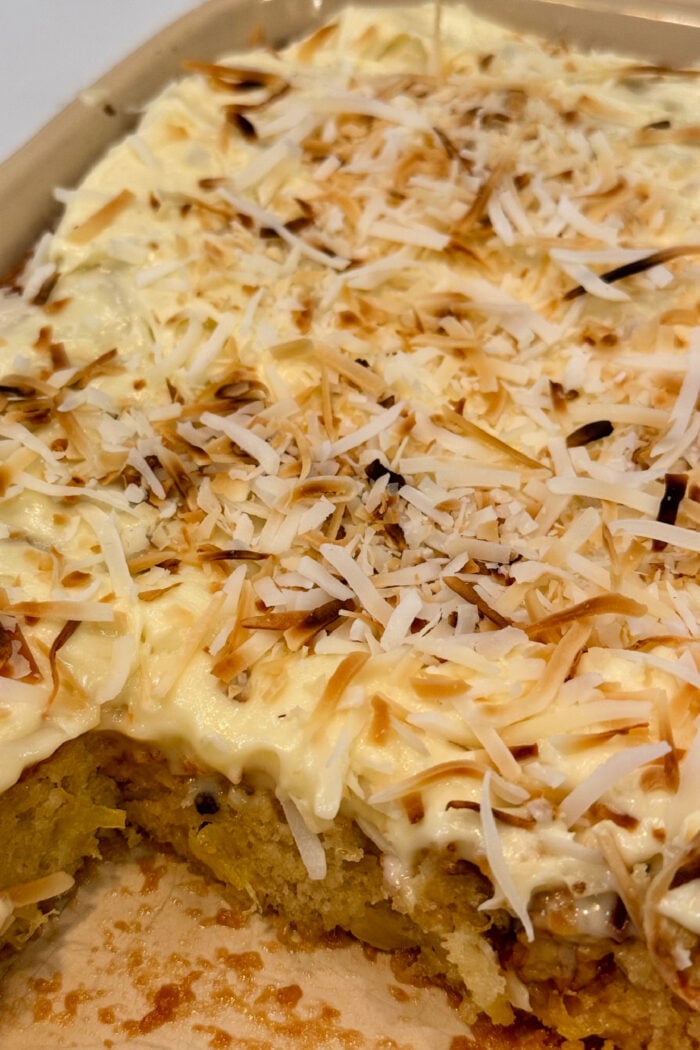 9x13 Pineapple Coconut Cake (with Cream Cheese Frosting)