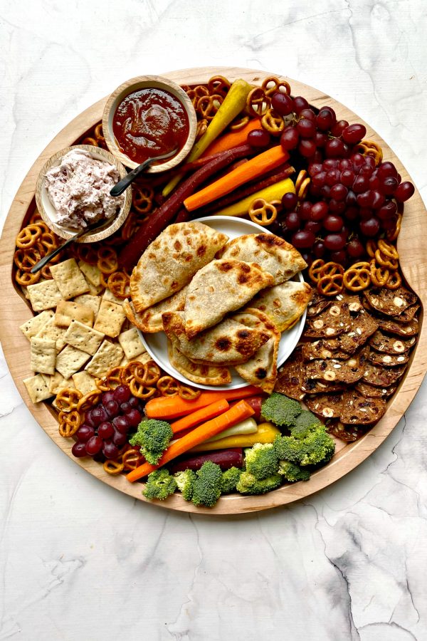 Pumpkin Empanada Snack Board with veggies