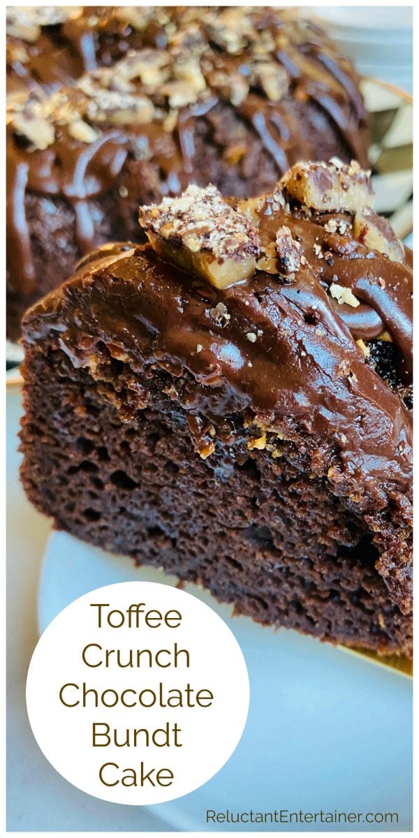 slice of Toffee Crunch Chocolate Bundt Cake