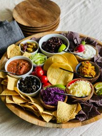 round vegetarian taco dinner board