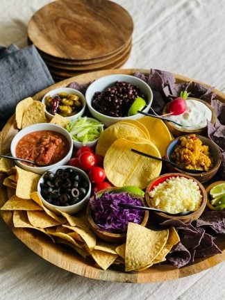 round vegetarian taco dinner board