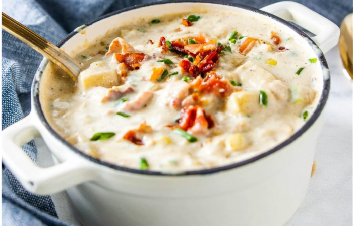 pot of seafood chowder