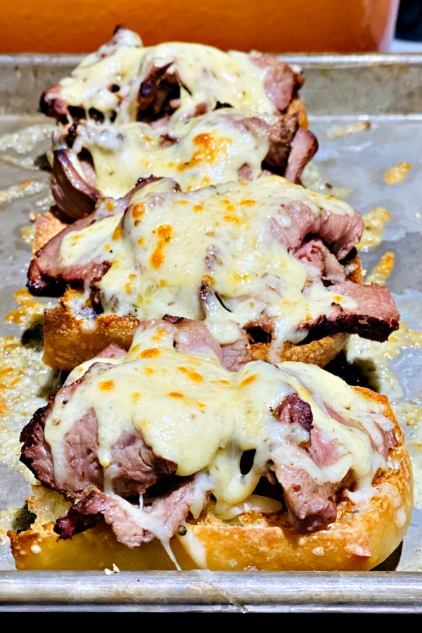 steak sandwiches with melted cheese