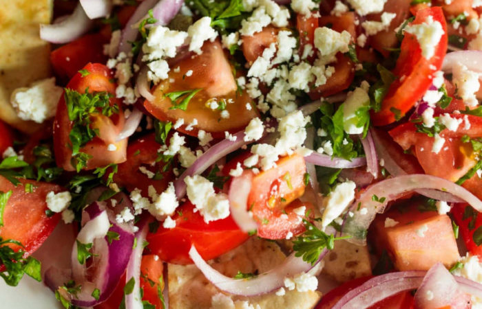 Mediterranean Tomato Salad with Pita Chips