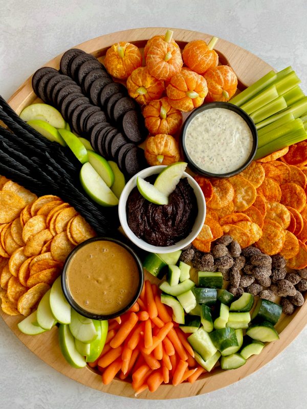close up halloween charcuterie board with popchips
