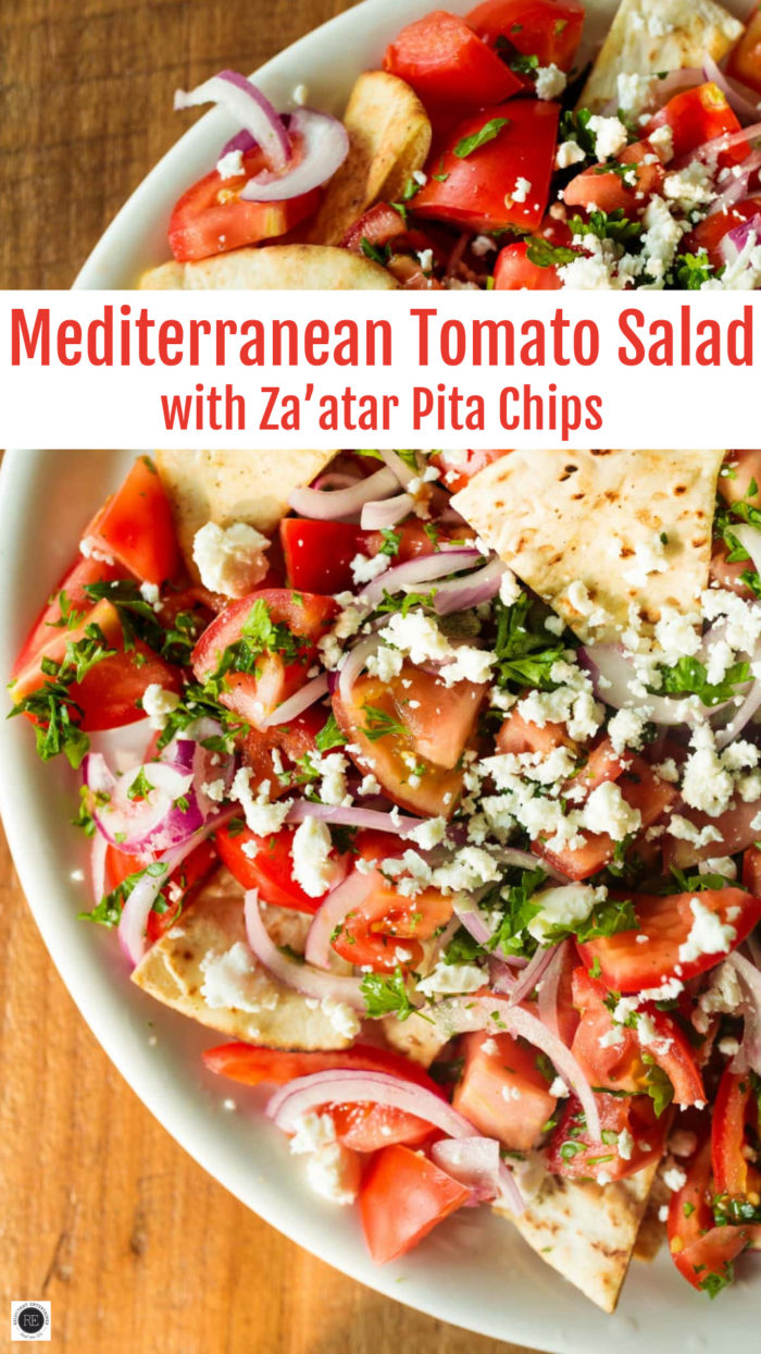 Mediterranean Tomato Salad with Za’atar Pita Chips