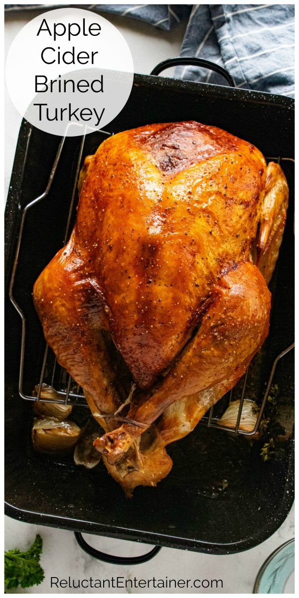whole cooked turkey in baking pan