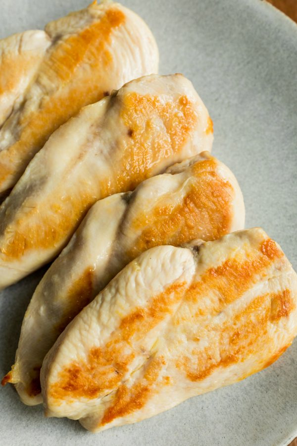 4 golden cooked chicken breasts