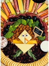 kid-friendly cheese plate made into turkey