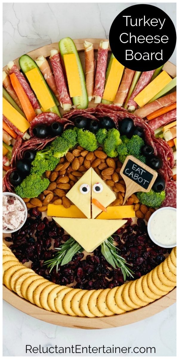 kid-friendly cheese plate made into turkey