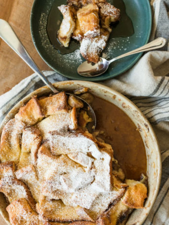 French Toast with bananas and brioche bread