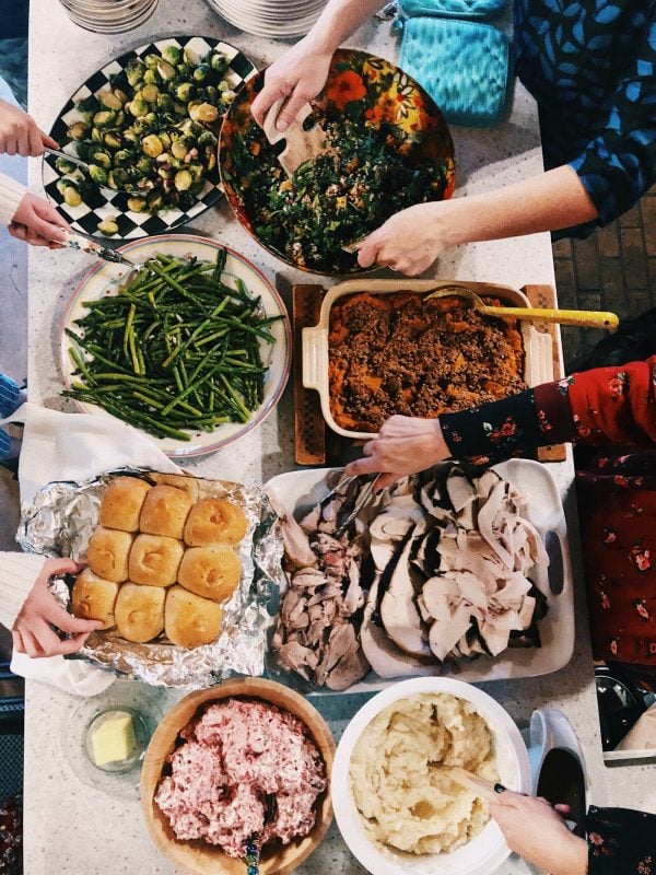 a Thanksgiving dinner buffet