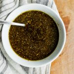 round white bowl of Lemon Balsamic Dressing Recipe