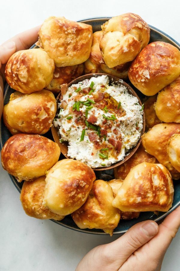 round plate of homemade biscuit bites