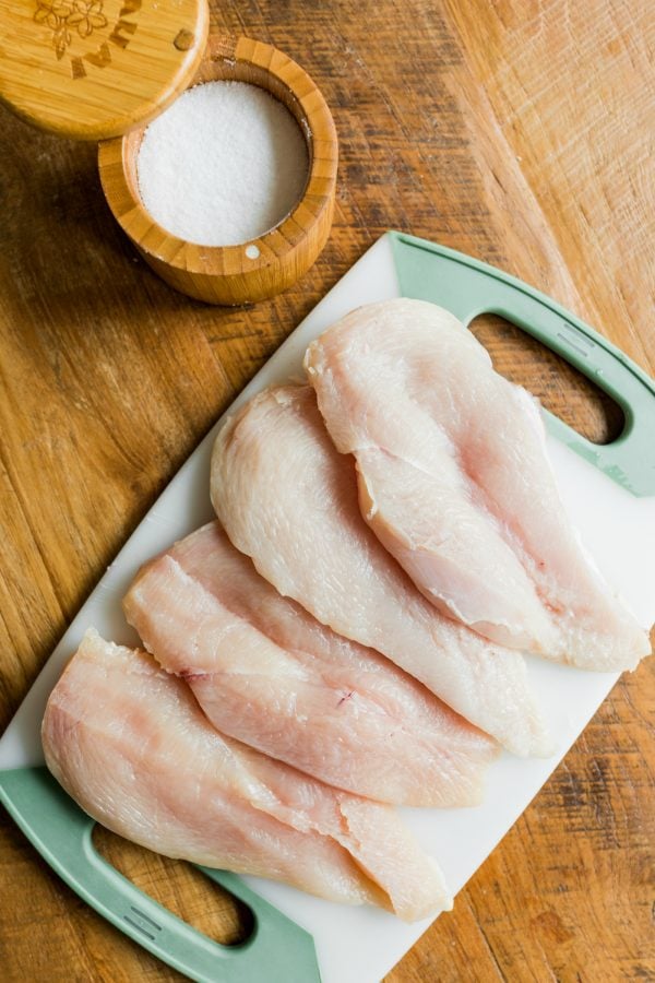 4 raw chicken breasts with salt