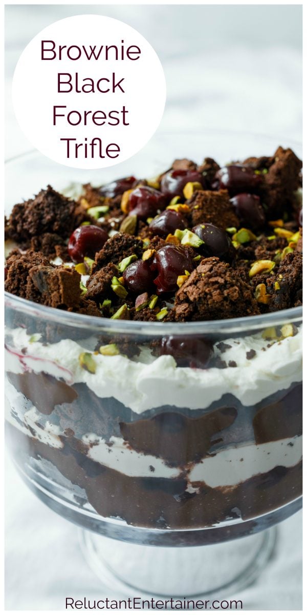 brownies and cherries on black forest trifle